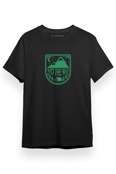 Tshirthane Into The Wild Μαύρο κοντομάνικο ανδρικό μπλουζάκι