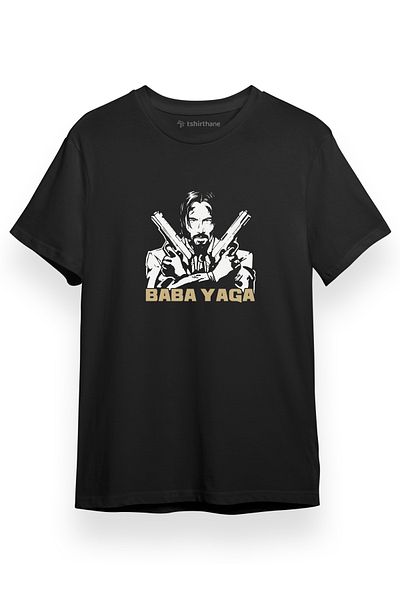 Tshirthane Ανδρικό μπλουζάκι John Wick Baba Yaga μαύρο κοντομάνικο