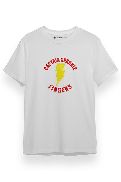 Tshirthane Ανδρικό μπλουζάκι Shazam Captain Sparkle Fingers Λευκό κοντομάνικο