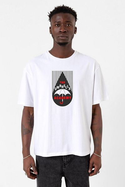 Tshirthane Λευκό ανδρικό μπλουζάκι με λογότυπο Umbrella Academy Rain