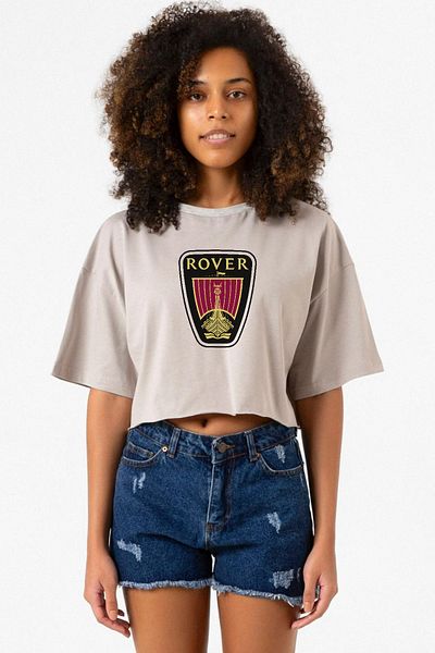 Tshirthane Vikings Rover Emblem Stone Color Women's Crop Hoodie