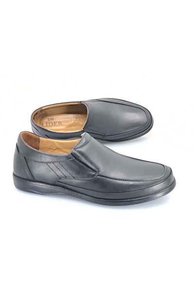 Lider 722 Еластичні чоловічі ортопедичні черевики з натуральної шкіри, чорні