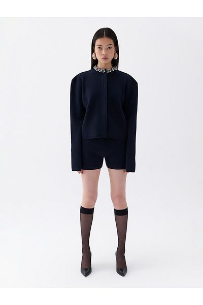 Nocturne Shiny Stone Detailed Collar Knitwear Sweater