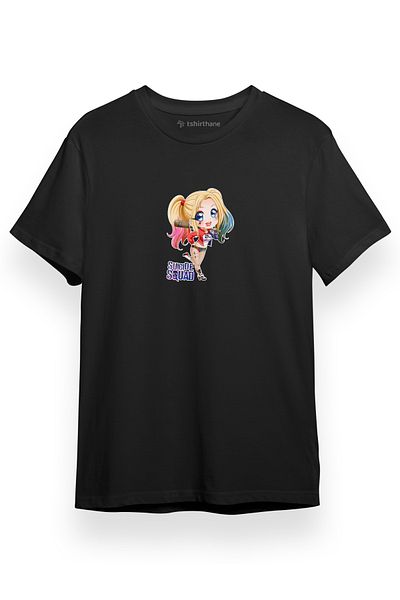 Tshirthane Ανδρικό μπλουζάκι Harley Queen Suicide Squad μαύρο κοντομάνικο
