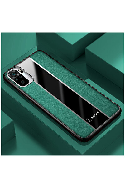 Zebana Xiaomi Redmi Note 10S Uyumlu Kılıf Premium Deri Kılıf Yeşil