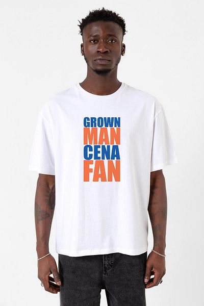 Tshirthane Ανδρικό μπλουζάκι μεγάλου μεγέθους Wwe Grown Man Cena Fan White