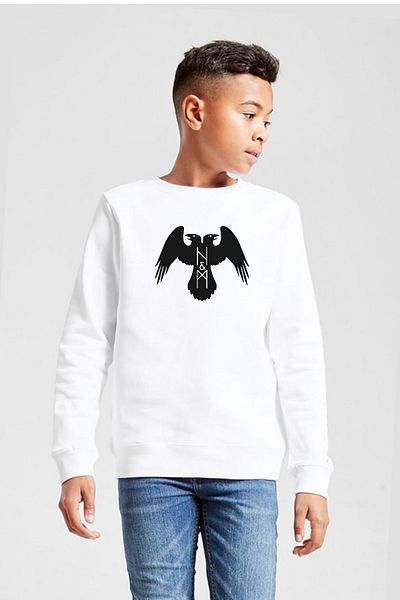 Tshirthane Hanorac alb pentru copii Thor's Ravens Huginn și Muninn cu 2 frânghii