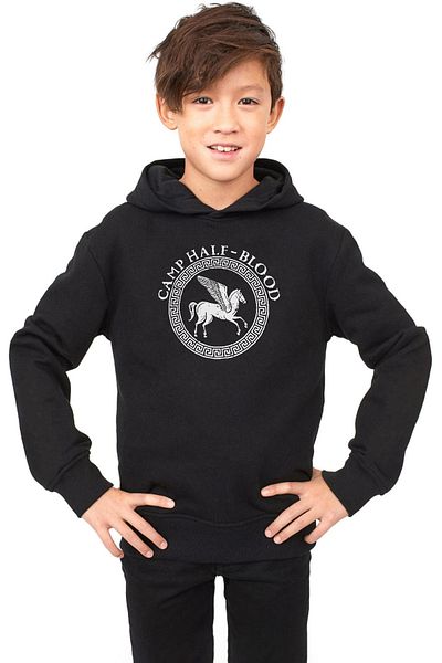 Tshirthane Детски суичър с качулка "Пърси Джаксън: Лагерът на нечистокръвния" с черна материя