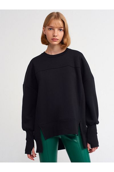 Dilvin 40111 Hanorac oversize-Negru