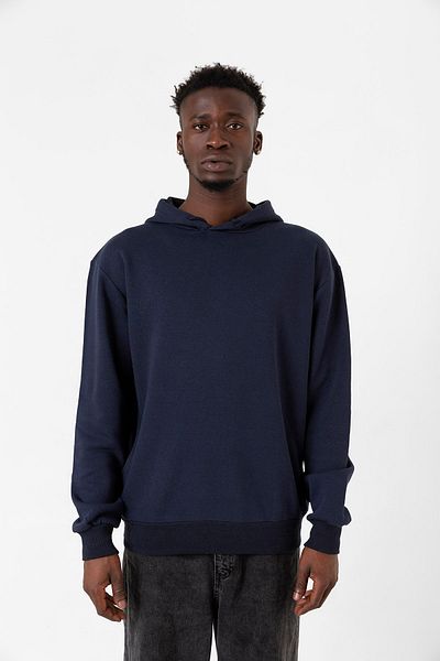 Tshirthane Ανδρικό φούτερ με κουκούλα Navy Blue Basic Oversize με κουκούλα 3 κλωστών