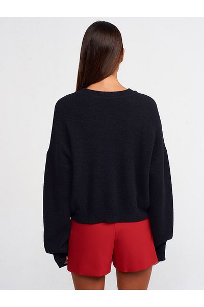 Dilvin 10276 Pulover cu gât crew-negru