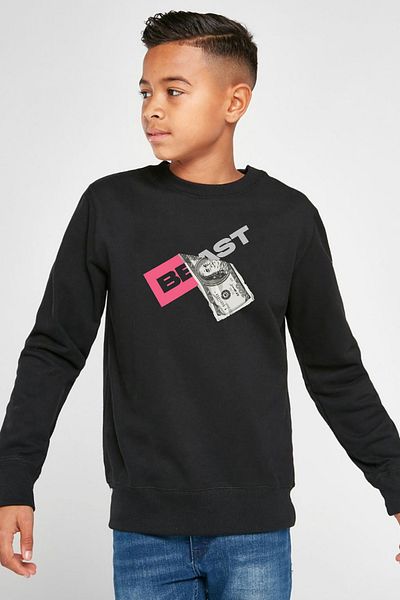 Tshirthane Детски суитшърт Mr Beast Dollar Bill Black 2ip