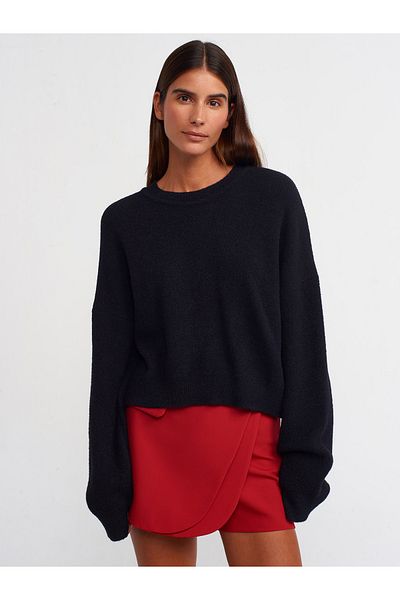 Dilvin 10276 Pulover cu gât crew-negru