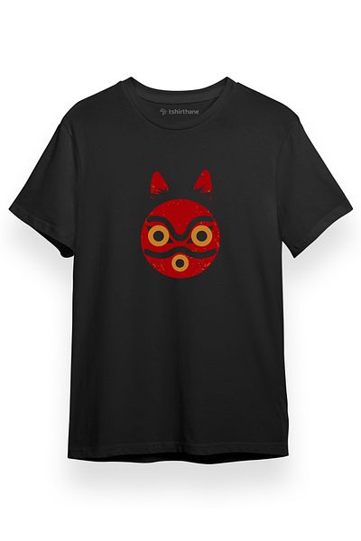 Tshirthane Μαύρο κοντομάνικο ανδρικό μπλουζάκι Princess Mononoke Mask