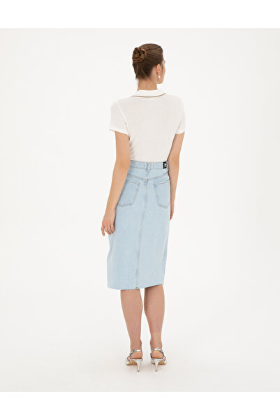 Pierre Cardin Light Blue Slim Fit Jean Skirt 50284157 -Vr003