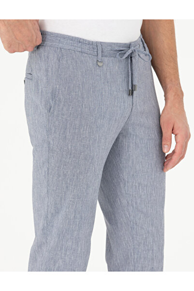 Pierre Cardin Koyu Mavi Ex. Slim Fit Keten Karışımlı Kumaş Pantolon 50284934-VR032