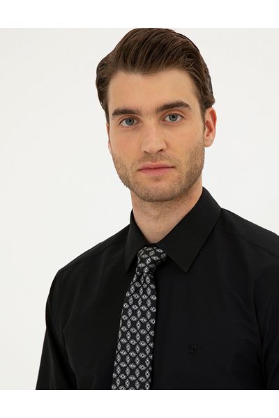 Pierre Cardin Черна риза с дълъг ръкав и стандартна кройка 50289411-VR046