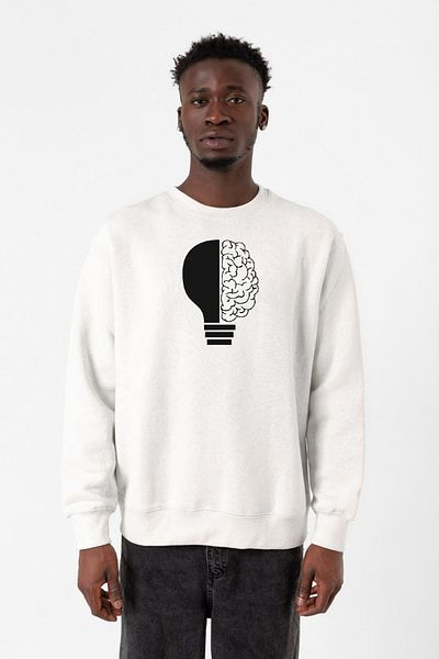 Tshirthane Ανδρικό φούτερ Lightbulb & Brain White 2ip
