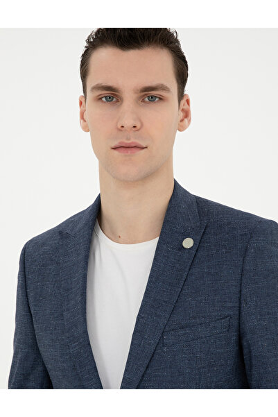 Pierre Cardin Lacivert Ex. Slim Fit Yün Keten Karışımlı Takım Elbise 50285387-VR033