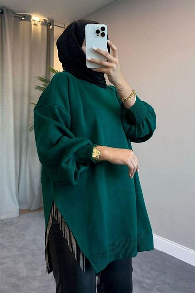 Şule Giyim Semi-Chain Knitwear Sweater Khaki