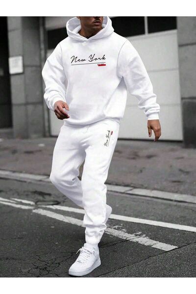 Mythologie New York 1997 Sweatshirt Sweatpants Jogger - White Printed Top and...