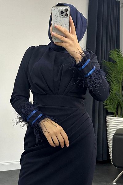 Şule Giyim Rochie de seara Ecem Albastru Marin