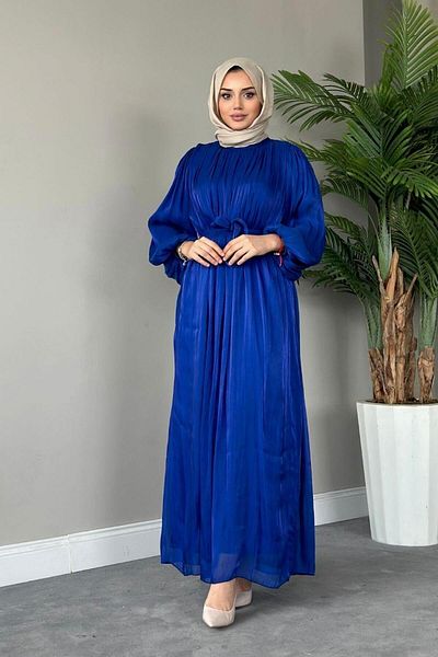 Şule Giyim Rochie de seara cu sclipici balon cu maneca Saks