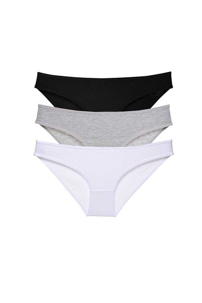 Royaleks طقم سراويل داخلية نسائية من 3 قطع من Super Eco Lycra - أسود رمادي أبيض