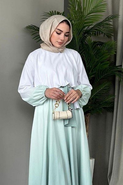HAZA MODA Mint Shadow Patterned Dress