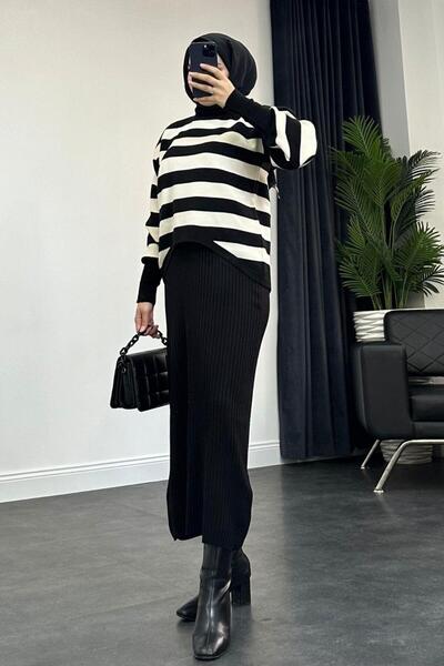 Şule Giyim Buse Triko Elbise Siyah