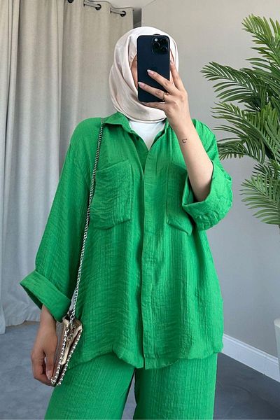 HAZA MODA Bellows Pocket Set Green