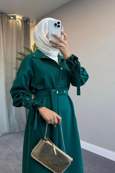 Şule Giyim Alice Scuba Dress Emerald