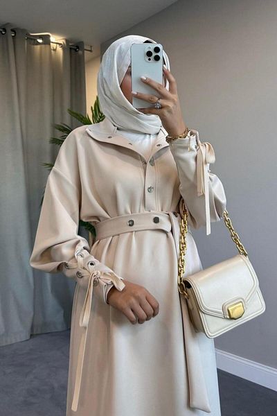 Şule Giyim Alice Scuba Dress Beige