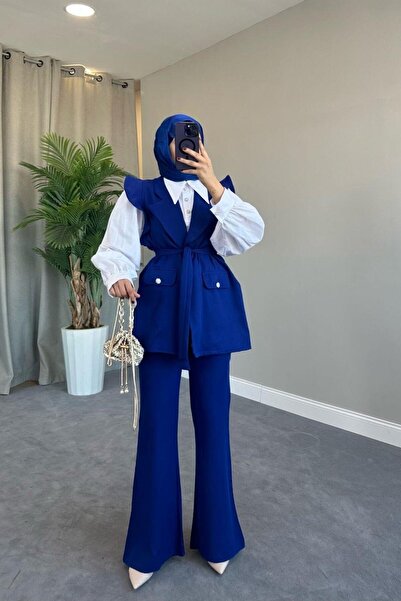 Şule Giyim Hürrem Vest Set Saks