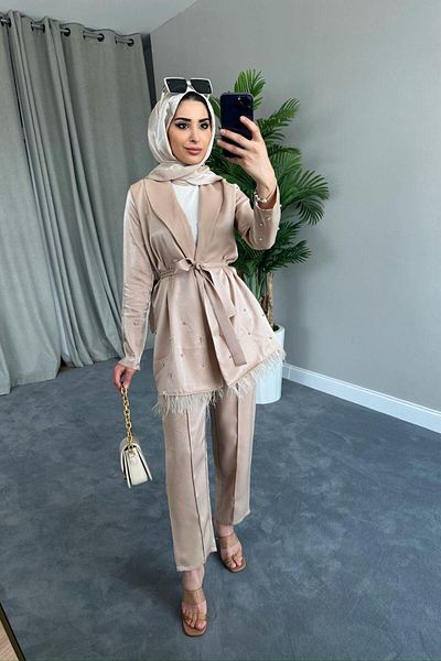 Şule Giyim Beige Hera Suit Set