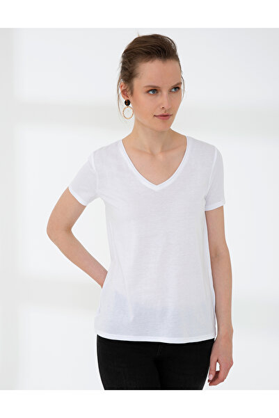 Pierre Cardin Μπλουζάκι με λαιμόκοψη V λευκό κανονική εφαρμογή - 50202619-VR013