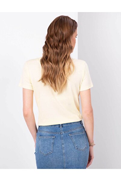 Pierre Cardin Light Yellow Crew Neck T-Shirt 50200752-Vr004