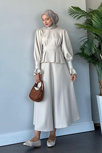 Şulemoda Giyim بدلة تنورة بيج إيزابيل