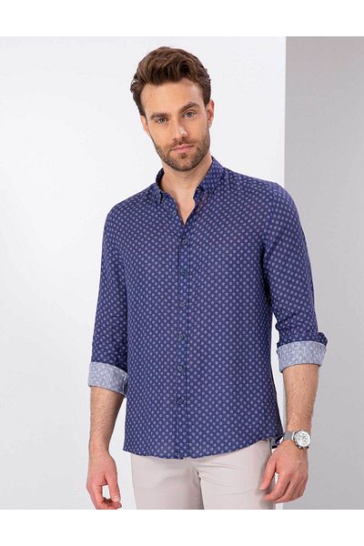 Pierre Cardin Μπλουζάκι με μακρυμάνικο μπλέ Navy Regular Fit 50200507-vr033