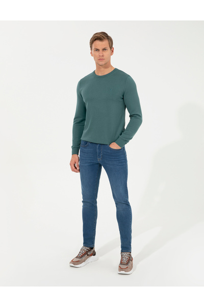 Pierre Cardin Πράσινο Slim Fit Crew Neck Basic Knitwear Πουλόβερ 50257290-VR054