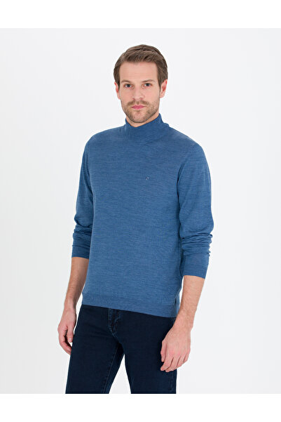 Pierre Cardin سترة تريكو أساسية من الصوف المخلوط بنصف الياقة المدورة باللون ا...