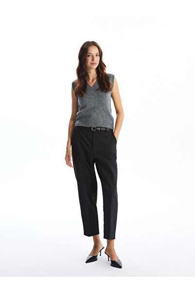 LC Waikiki Lcw Women's Straight Pants with Belt on the Waist