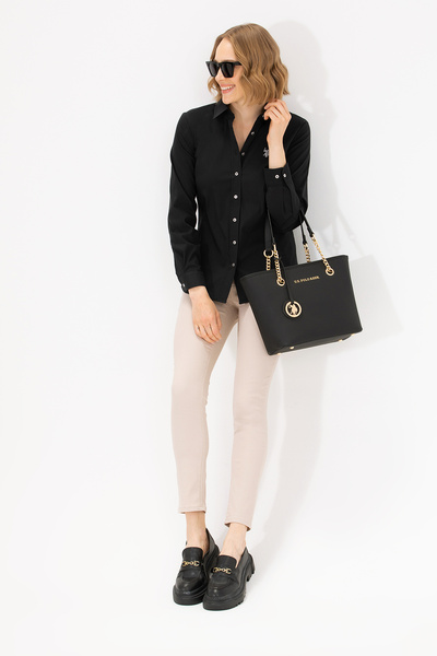 U.S. Polo Assn. Γυναικείο μαύρο μακρυμάνικο βασικό πουκάμισο 50262883-VR046