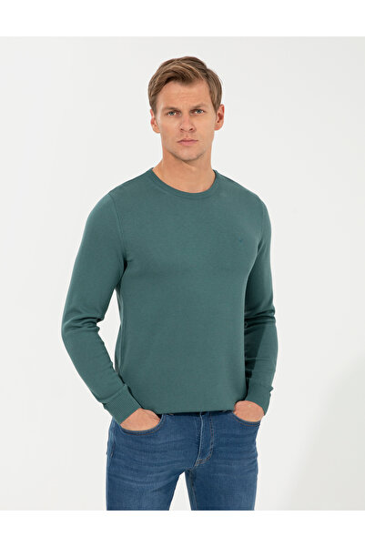 Pierre Cardin Πράσινο Slim Fit Crew Neck Basic Knitwear Πουλόβερ 50257290-VR054
