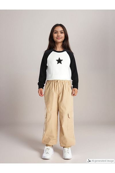 LC Waikiki Lw - Girl's Cargo Jogger Pants with Elastic Waist