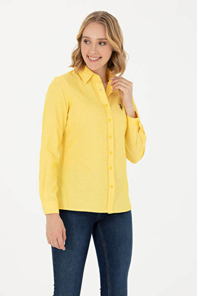 U.S. Polo Assn. قميص أساسي أصفر بأكمام طويلة للسيدات 50262888-VR094