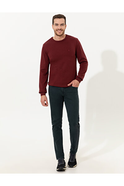 Pierre Cardin Bordo Slim Fit Bisiklet Yaka Basic Triko Kazak 50257290-VR014