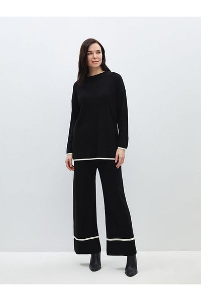 LC Waikiki Lcw Women's Knitwear Trousers - Elastic Waist, Wide Leg