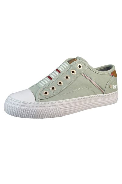 Mustang Nízké tenisky Damen - Slip On, Grey 750 Pastellgrün, Leinen 1376402