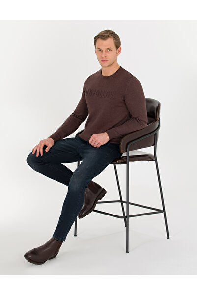 Pierre Cardin Açık Kahverengi Slim Fit Bisiklet Yaka Triko Kazak 50259797-VR160